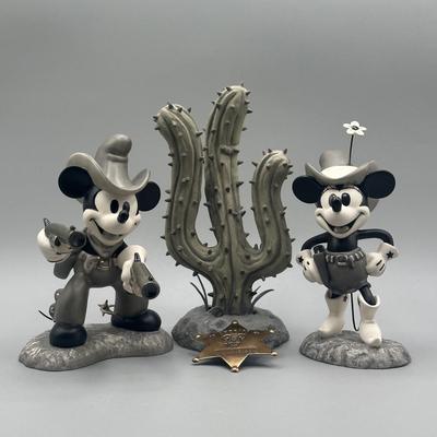 LOT 118B: Two Gun Mickey Quick Draw Cowboy & Cutest lil Cowgirl Porcelain Figurines