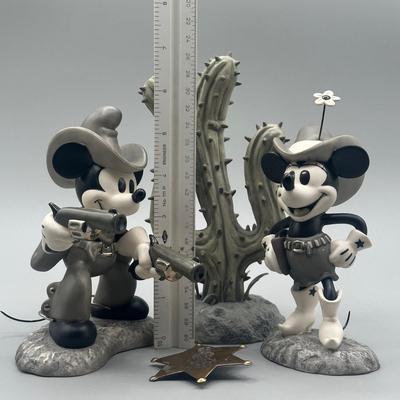 LOT 118B: Two Gun Mickey Quick Draw Cowboy & Cutest lil Cowgirl Porcelain Figurines