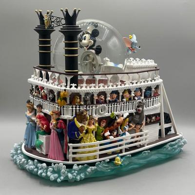 LOT 129B: Disney Steamboat Willie Liberty Belle River Boat Mickey Mouse Musical Snow Globe