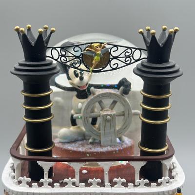 LOT 129B: Disney Steamboat Willie Liberty Belle River Boat Mickey Mouse Musical Snow Globe