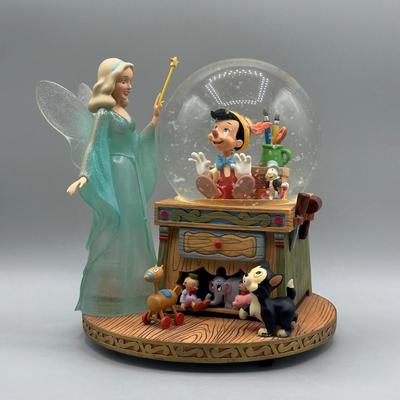 LOT 135B: Vintage Disney Pinocchio & Blue Fairy Musical Snow Globe