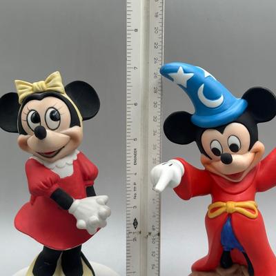 LOT 140B: Vintage Fantasia Disney Sorcerer Mickey Mouse and Minnie Mouse Porcelain Figurines