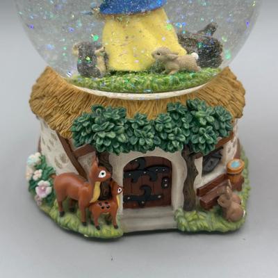 LOT: 144B: Disney x Enesco Waltz Of The Flowers & Listen To The Mocking Bird Musical Snow Globes