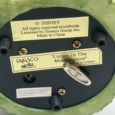 LOT: 144B: Disney x Enesco Waltz Of The Flowers & Listen To The Mocking Bird Musical Snow Globes