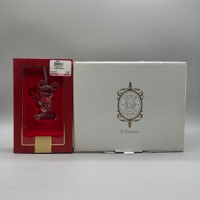 LOT 145B: Lenox Disney Crystal Mickey and Minnie Salt & Pepper Set & Mickey’s Christmas Gift Ornament