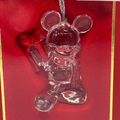 LOT 145B: Lenox Disney Crystal Mickey and Minnie Salt & Pepper Set & Mickey’s Christmas Gift Ornament