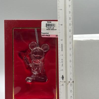 LOT 145B: Lenox Disney Crystal Mickey and Minnie Salt & Pepper Set & Mickey’s Christmas Gift Ornament