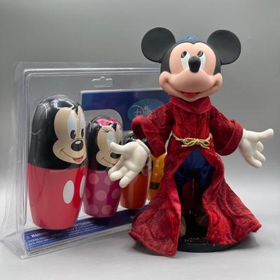 LOT 146B: Disney Nesting Doll Set NIP & Fantasia The Sorcerer's Apprentice Mickey Mouse Doll