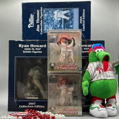 LOT 150B: Philadelphia Phillies Collection! Ryan Howard Bobble Head, Team Celebration Ornament & More