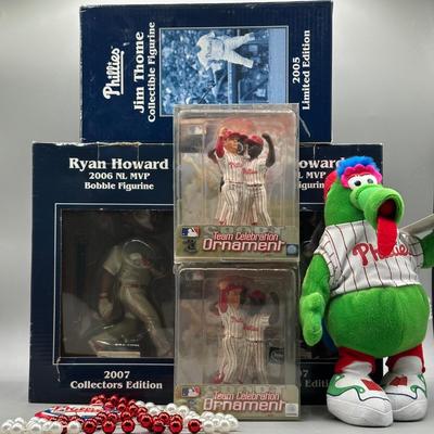 LOT 150B: Philadelphia Phillies Collection! Ryan Howard Bobble Head, Team Celebration Ornament & More
