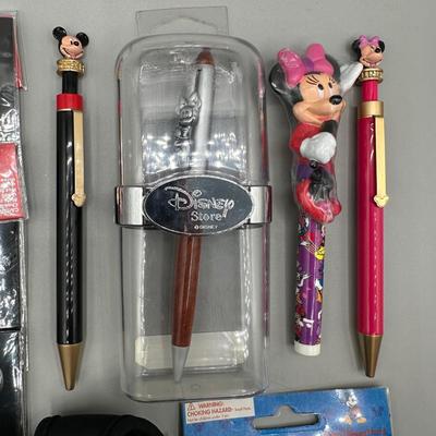 LOT 154B: Disney Pens, Calculator, Roller Card, Mini Clock, Keyboard Mouse & More