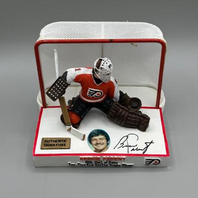 LOT 155B: Philadelphia Flyers Collection - Bernie Parent Figurine in Box, Poster & More