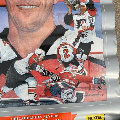 LOT 155B: Philadelphia Flyers Collection - Bernie Parent Figurine in Box, Poster & More