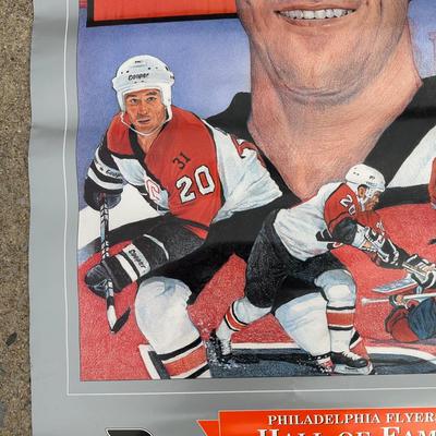LOT 155B: Philadelphia Flyers Collection - Bernie Parent Figurine in Box, Poster & More
