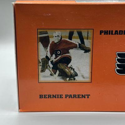 LOT 155B: Philadelphia Flyers Collection - Bernie Parent Figurine in Box, Poster & More