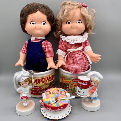 LOT 167 A: Campbells Soup Collection: 1988 Special Edition Kid Dolls, Coffee Mugs, & More