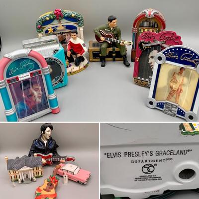 LOT 169 A: Elvis Presley Ornament Collection: Department 56 "Elvis Presley's Graceland", 1955 Cadillac Fleetwood, & More