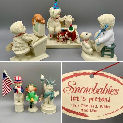 LOT 170 B: Department 56 Snowbabies Let's Pretend Collection: "Little Liberty", "For The Red White And Blue",...
