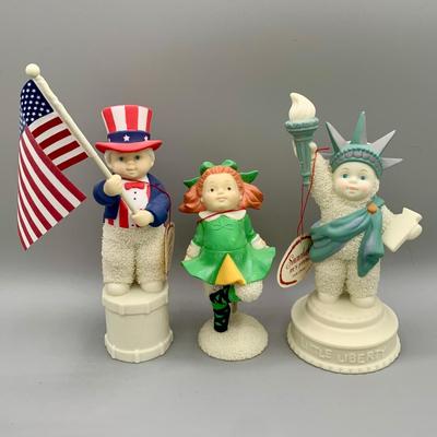 LOT 170 B: Department 56 Snowbabies Let's Pretend Collection: "Little Liberty", "For The Red White And Blue",...