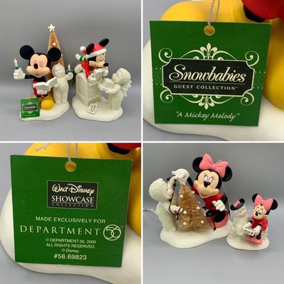 LOT 172 B: Department 56 Snowbabies Guest Collection: "Special Delivery From Mickey And Me", "A Mickey Melody",...