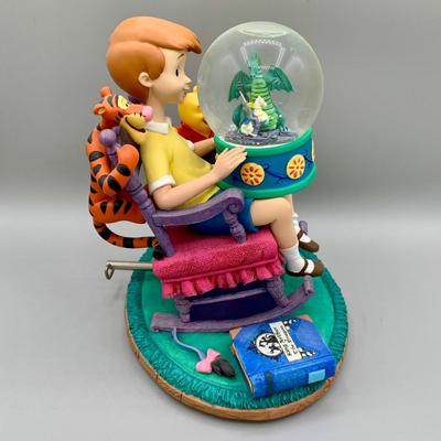LOT 178 B: Disney Winnie The Pooh "Christopher Robin Reading King Arthur And The Dragon" Musical Snowglobe Tune "Winnie...