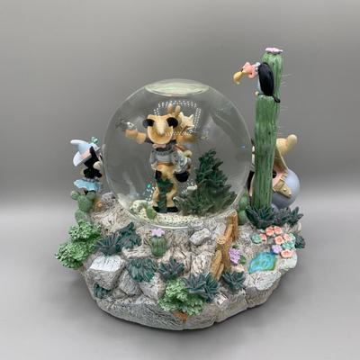 LOT 182 B: Disney Cowboy Mickey Tune "Home On The Range" & Mickey Mouse Tune "Mickey Mouse March" Musical Snowglobes