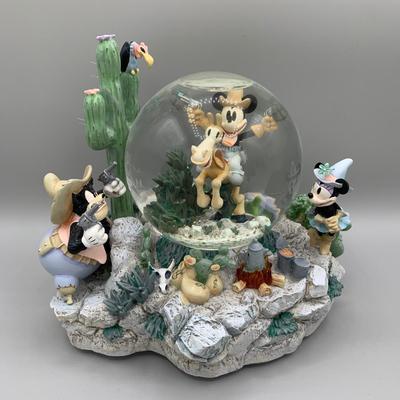 LOT 182 B: Disney Cowboy Mickey Tune "Home On The Range" & Mickey Mouse Tune "Mickey Mouse March" Musical Snowglobes