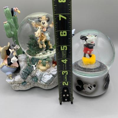 LOT 182 B: Disney Cowboy Mickey Tune "Home On The Range" & Mickey Mouse Tune "Mickey Mouse March" Musical Snowglobes
