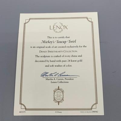 LOT 184 B: Disney Showcase Collection by Lenox: "Mickey Falls For Love" & "Mickey's Teacup Twirl"
