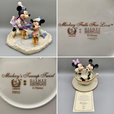 LOT 184 B: Disney Showcase Collection by Lenox: "Mickey Falls For Love" & "Mickey's Teacup Twirl"