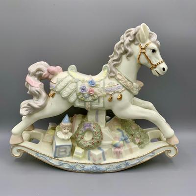 LOT 189 B: Christmas Rocking Horse Collection: 2 Musical Porcelain & More