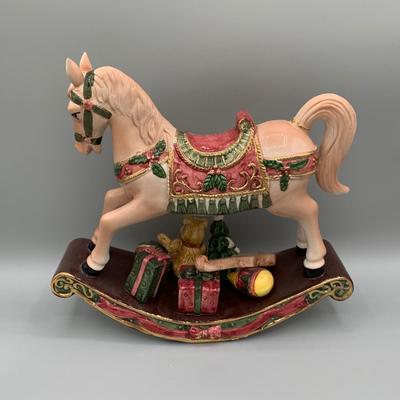 LOT 189 B: Christmas Rocking Horse Collection: 2 Musical Porcelain & More