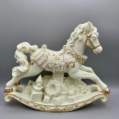 LOT 189 B: Christmas Rocking Horse Collection: 2 Musical Porcelain & More