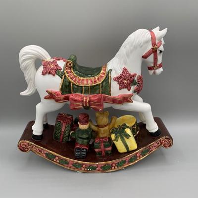 LOT 189 B: Christmas Rocking Horse Collection: 2 Musical Porcelain & More