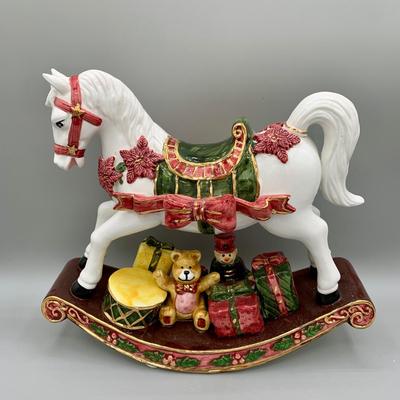 LOT 189 B: Christmas Rocking Horse Collection: 2 Musical Porcelain & More