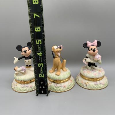 LOT 191 B: Disney Treasures by Lenox: "Blooms For Minnie", "A Picnic With Mickey", & "A Friend For Pluto"