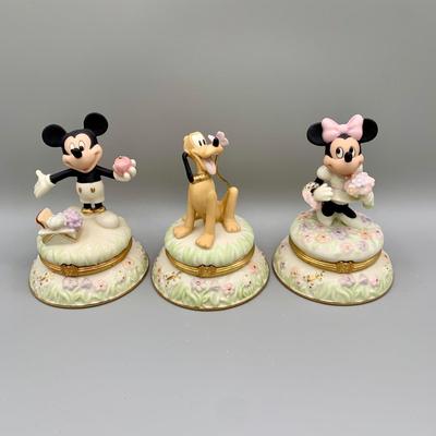 LOT 191 B: Disney Treasures by Lenox: "Blooms For Minnie", "A Picnic With Mickey", & "A Friend For Pluto"