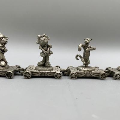 LOT 201 B: Disney Pewter Collection: Mickey And Minnie Collectible Spoons, Train Set, & More