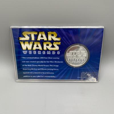 LOT 203 B: Star Wars Weekend Limited Edition .999 Silver Overlay Coin