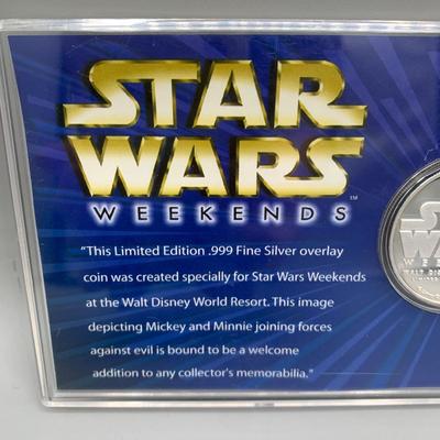 LOT 203 B: Star Wars Weekend Limited Edition .999 Silver Overlay Coin
