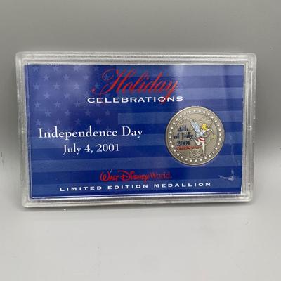 LOT 205 B: Disney Coins: Hollywood Studios Star Tours Commemorative Coin, Holiday Celebrations Independence Day 2001 Limited Edition...
