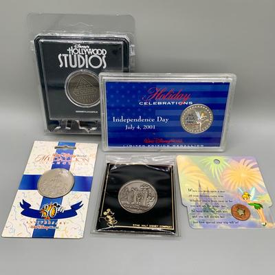 LOT 206 B: Disney Coins: Hollywood Studios Star Tours Commemorative Coin, Holiday Celebrations Independence Day 2001 Limited Edition...