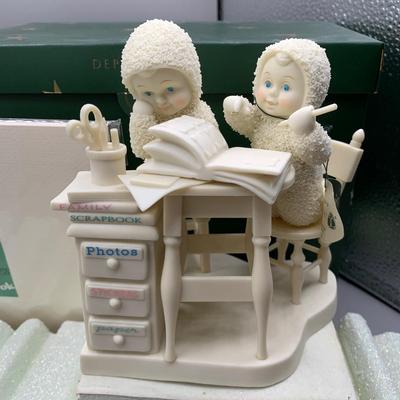 LOT 210 B: Department 56 Snowbabies Collection: "Scrapbook Crazy", Styrofoam Sign, "Message From Heaven",...