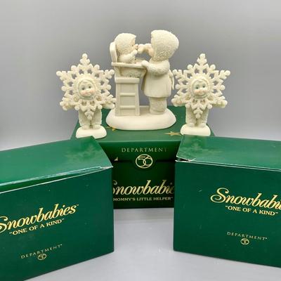 LOT 210 B: Department 56 Snowbabies Collection: "Scrapbook Crazy", Styrofoam Sign, "Message From Heaven",...