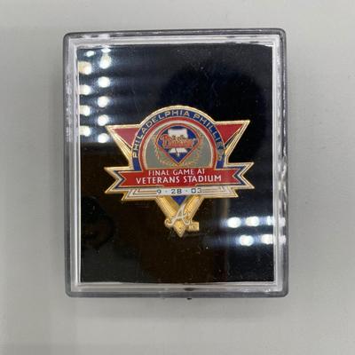 LOT 211 B: Philadelphia Phillies Veterans Stadium Collection: Limited Edition Magazine, Trading Cards, Pins, Die-Cast Tractor Trailer,...