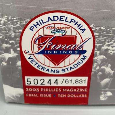 LOT 211 B: Philadelphia Phillies Veterans Stadium Collection: Limited Edition Magazine, Trading Cards, Pins, Die-Cast Tractor Trailer,...