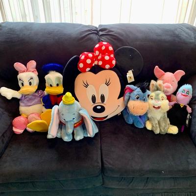 LOT 216 B: Disney Stuffed Animal Collection w Tags: Donald, Daisy, Dumbo, Eeyore, Thumper, & More