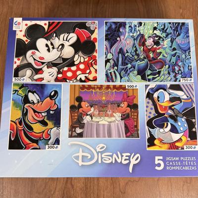 LOT 221B: Collection of Disney Games & Puzzles - Sealed Mickey Mouse Monopoly, Dominoes, Sealed Upper Deck Treasures Collectible...