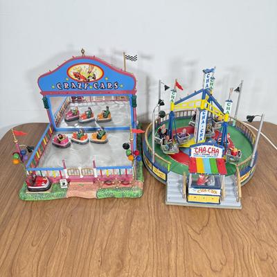 LOT 226B: Lemax Carnival Amusement Park Rides - Crazy Cars & Cha-Cha