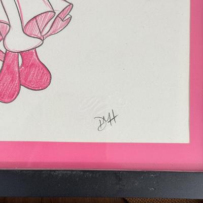 LOT 228A: Framed Disney Art - Mickey's Rock Around the Mouse & Mickey and Minnie Autographed Sketch Prints